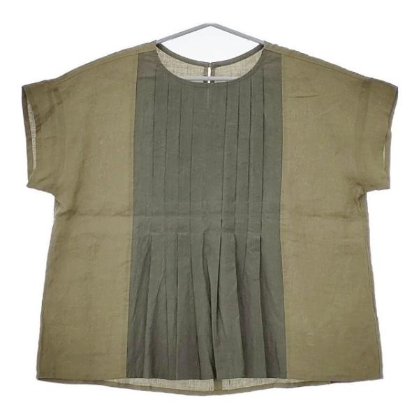 Cotton House Aya 切替 タック リネン 半袖 ブラウス シャツ
