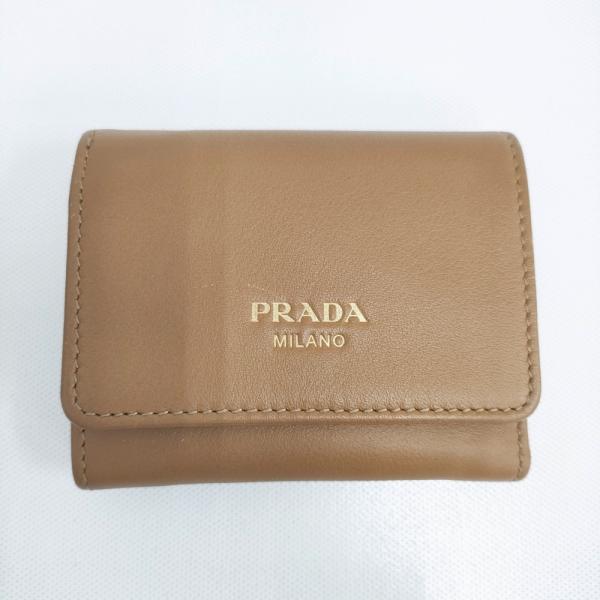 PRADA ソフトグレインレザー 財布 定価108900円 箱・タグ付き 1MH043 三つ折り財布 ブラウン レディース プラダ【中古】5-0614G♪ PRADA（プラダ） ソフトグレインレザー 財布 定価108900円 箱・タグ
