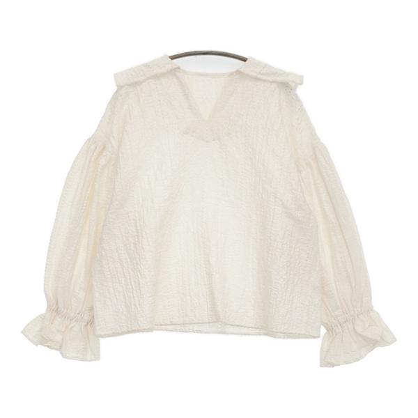 qiri ギャザースリーブブラウス 定価28600円 63-01-BL-006-24-2 刺繍 ジャカード ブラウス シャツ 24SS キナリ レディース キリ【中古】5-0902M♪ qiri ギャザースリーブブラウス 定価28600円 63-01-BL-006-24-2 刺繍