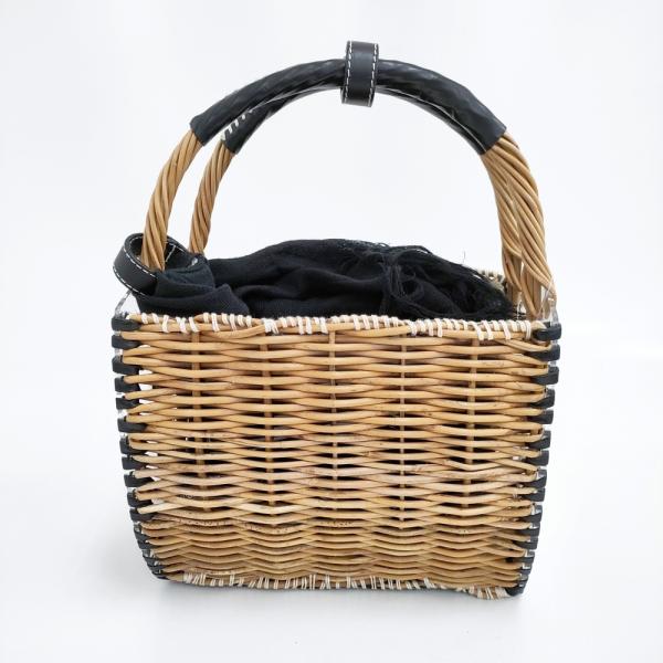 エバゴス籠　レア ebagos レザー×紅籐 クリア 2016SS かごバッグ ベージュ