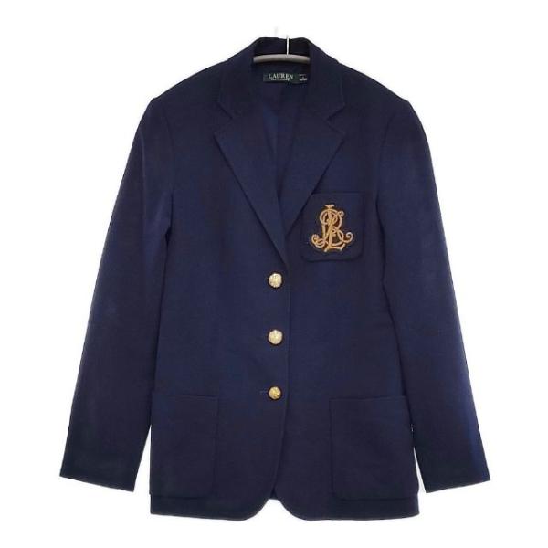 RALPH LAUREN Lauren Ralph 紺ブレザー ワッペン 金ボタン テーラード