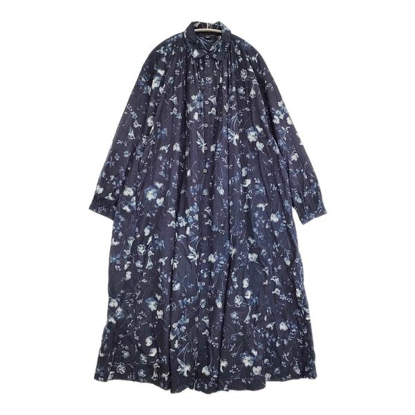 45R/45rpm ウィンターフラワープリントのくしゅくしゅドレス（インディゴ） ネイビー フォーティーファイブアールピーエム【中古】5-1011M♪ 45R（フォーティファイブアール） 45R/45rpm ウィンターフラワー