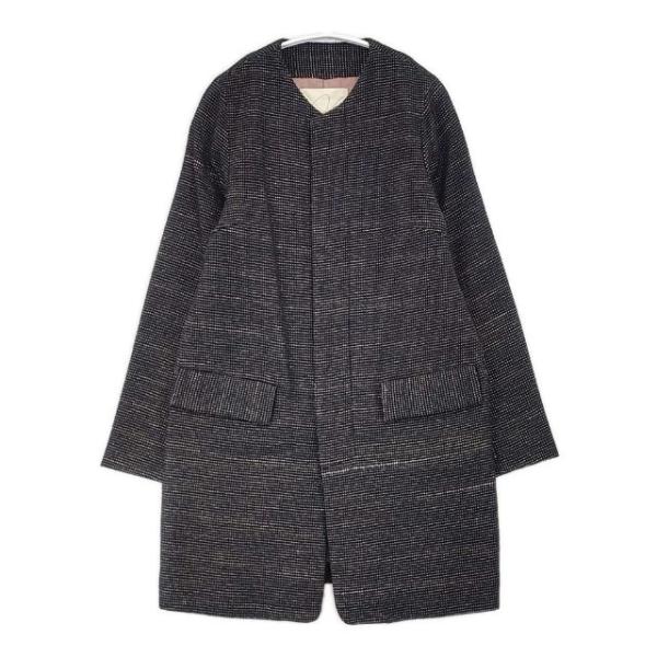 【美品】パラスパレス Ito ウールコート グレー ML Pal'las Palace（パラスパレス） ウールリネン ハケ目 点描ドット ノー