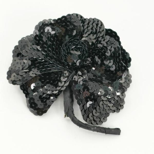 Vendome Aoyama VB スパンコール フラワー 花 コサージュ ブローチ ブラック ヴァンドーム青山 6-0527 284239