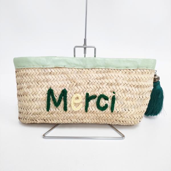 モロッコ 雑貨　dear morocco 羊革　バック dear Morocco ディアモロッコ Merci 刺繍 タッセル かごバッグ