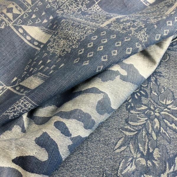 生地 紺色 迷彩柄 花柄 パッチワーク柄 ジャカード 綿100% インド綿 先