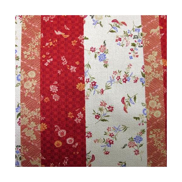 綿ちりめん エンボス 和柄生地縦縞に小花柄赤系 Buyee Buyee 提供一站式最全面最專業現地yahoo Japan拍賣代bid代拍代購服務