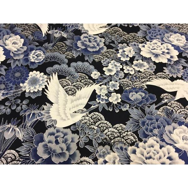 和柄生地シーチング着物風鶴と銀の青海波生地和柄手芸綿布 Buyee 日本代购平台 产品购物网站大全 Buyee一站式代购bot Online