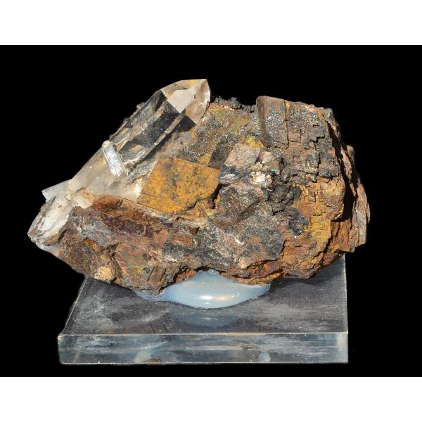 鉱物標本 原石 水晶／菱鉄鉱 Quartz/Siderite モロッコ産 : PEN POINT