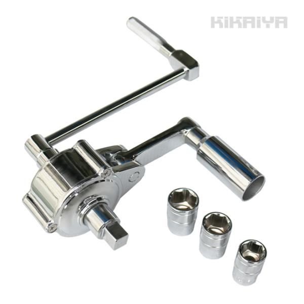 ギアレンチセット 乗用車用 16倍 倍力パワーレンチセット ソケット付き 17mm 19mm 21mm アダプター KIKAIYA