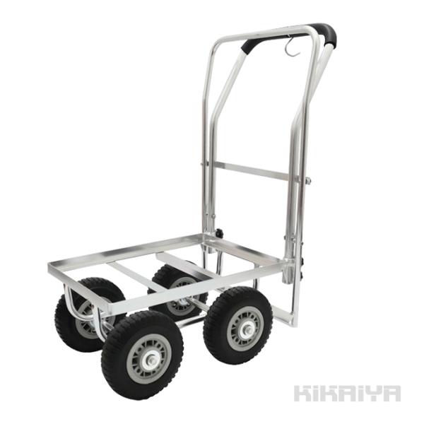 アルミハウスカー ブレーキ付き コンテナ 1個積用 台車 軽量 アルミ運搬車 収穫台車 ノーパンクタイヤ KIKAIYA