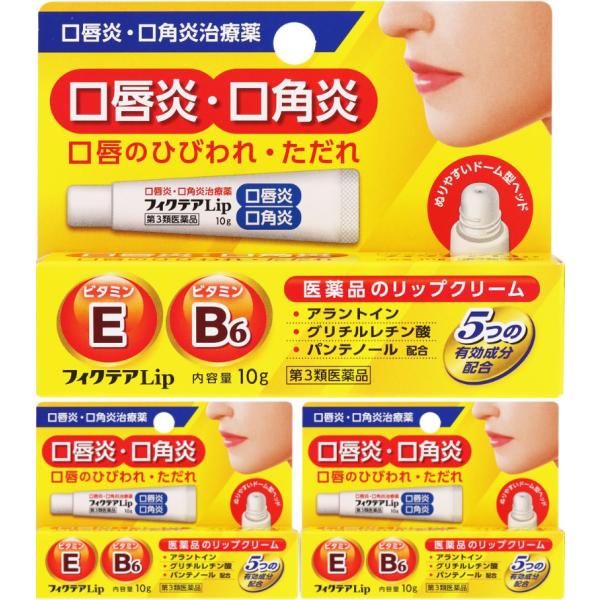 モアリップと同処方 口角炎・口唇炎の市販薬 フィクテアLip 10g×3個セット【第3類医薬品】