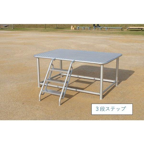 こちらの商品は法人様限定になります。お届け先は屋号でお願い申し上げます。●幅１８７ｃｍ×奥行１２７ｃｍ×高さ８０ｃｍ●天板及びステップアルミ縞板使用●脚及び枠スチール製●３段ステップ●ステップ板寸法：幅４５ｃｍ×奥行１５ｃｍ●重量：６５ｋｇ...