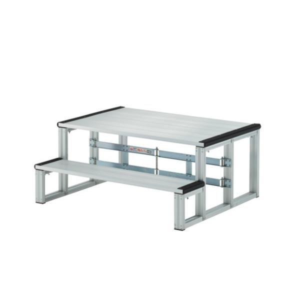 ●本体サイズ：幅９５ｃｍ×奥行６０ｃｍ×高さ４０ｃｍ●ステップサイズ：幅９５ｃｍ×奥行２０ｃｍ×高さ２０ｃｍ●アルミ製(アルマイト処理)、コーナー部合成ゴム●重量：１４ｋｇ●組立工具不要●送料：別途見積