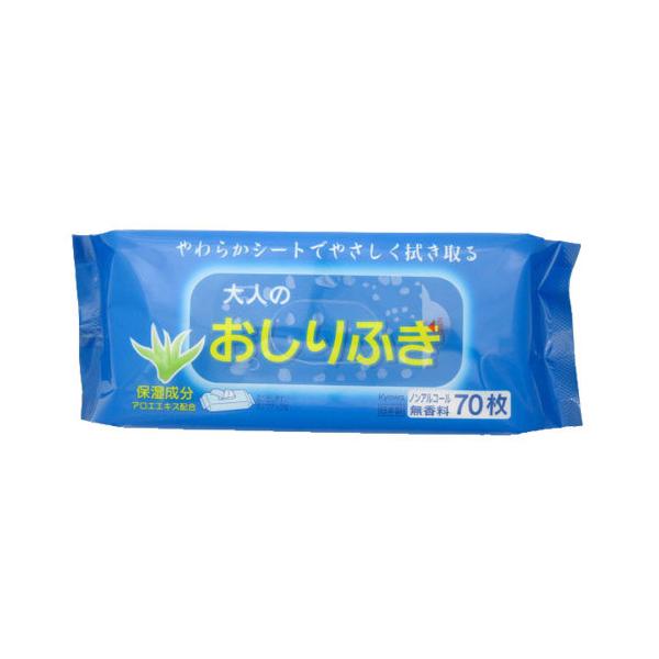 協和紙工 大人用おしりふき ノンアルコール 無香料 70枚入 日用品 雑貨 介護用品 おむつ おしり からだ拭き