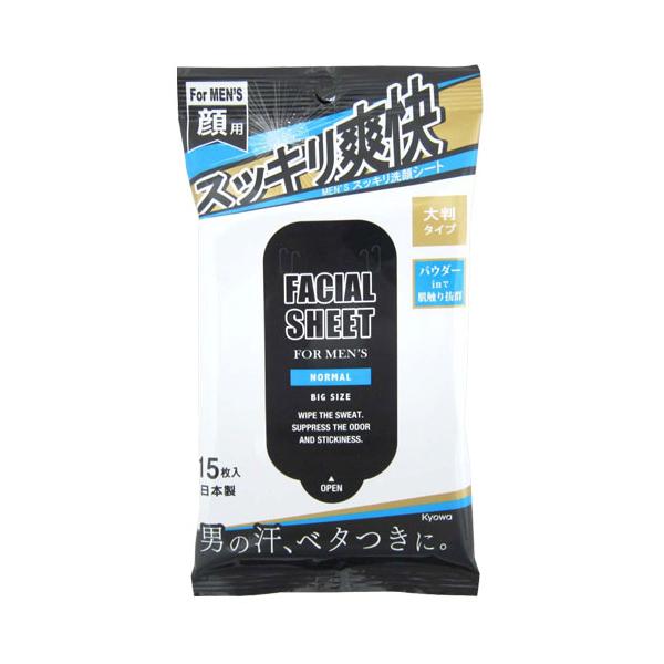 汗のベタつき、テカリもすっきり！購入単位：1個配送種別：在庫品Yahoo 通販 4969757162545 HK0356 協和紙工 メンズ スッキリ洗顔シート 大判 15枚 09-208 衛生用品 デオドラント用品 デオドラント デオドラン...