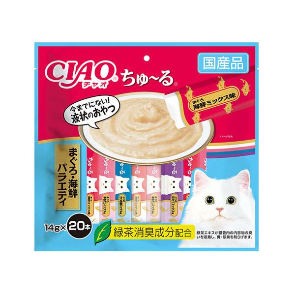 猫おやついなばチャオちゆ〜るかつおかつお節ミックス味14g入りX20本 通販 いなば CIAO ちゅ〜るかつおかつお節ミックス味 14g×20本(12600069)