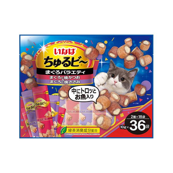 他サイト： いなば ちゅるビ〜 まぐろバラエティ 10g×36袋入 QSC-288 猫 ねこ ネコ 猫用 おやつ ペットフードの商品画像