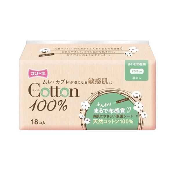 第一衛材 フリーネ コットン100％ 多い日の昼用 羽なし 18枚