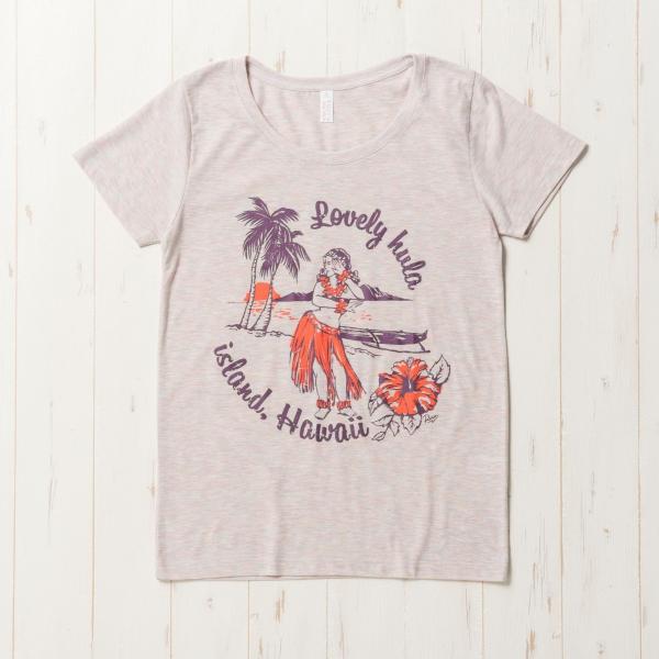 ハワイ Tシャツ フラガール オーロラヘザー 東北チャリティー レディース