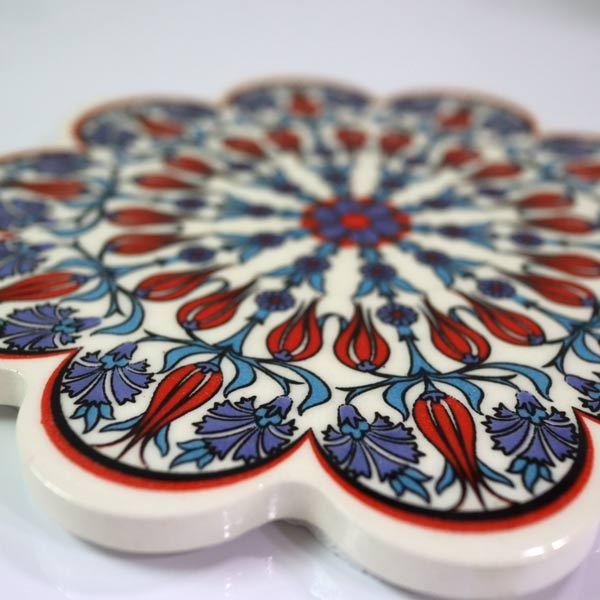 繊細なデザイン トルコ プリント 鍋敷き おしゃれ 陶器 トリベット 鍋