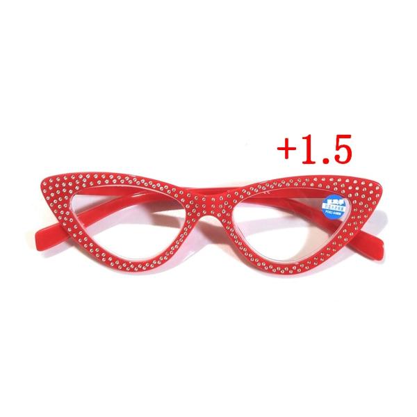 リーディンググラス +1.5 赤いフレーム ラインストーンがキラキラ