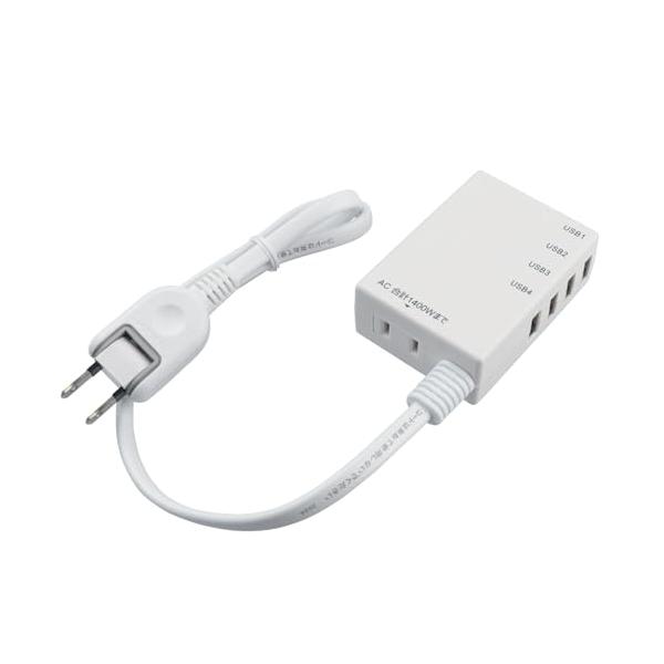 USB×4ポート AC×1ホワイト/ケーブル付き/MOT-U06-2144WH・パッケージ個数:1・ACタップとUSBポートが一体になった、パソコンやスマートフォン、タブレットを同時に充電できるコード付きモバイルUSBタップです。・USBポ...