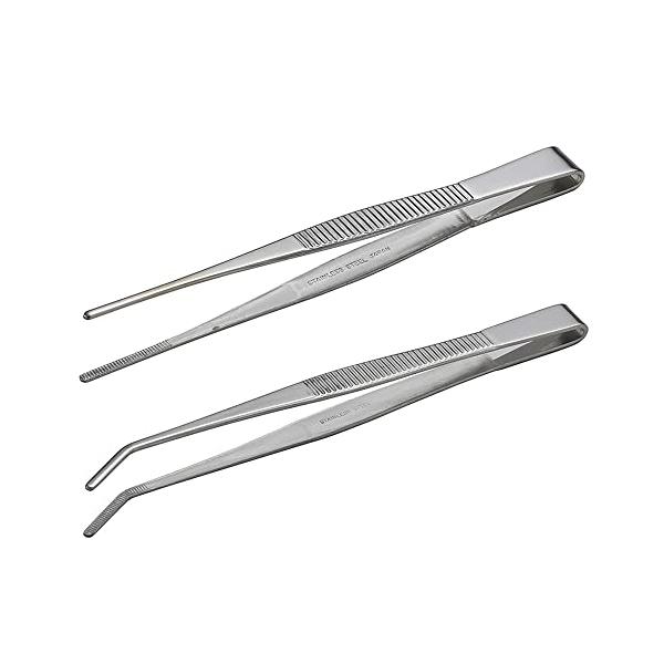 他サイト： アネックス(ANEX) ピンセット ステンレス製 ギザタイプ 150mm 2本組(直/先曲) ATW-S2の商品画像