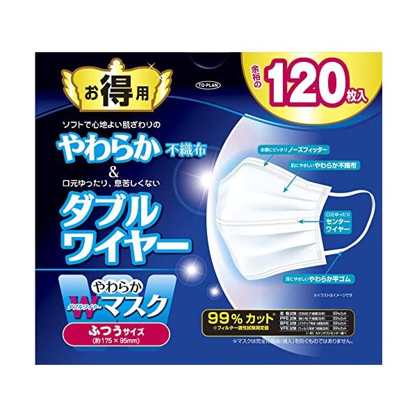 他サイト： TO-PLAN(トプラン) やわらかWワイヤーマスク 120枚入 ふつうサイズの商品画像