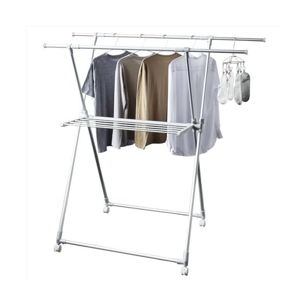 他サイト： 天馬(Tenma) マット調仕上げの室内物干し アルミ物干しX型 洗濯物干し 物干しスタンド とっても軽くて移動もラクラク 【工具不要の簡単組みの商品画像