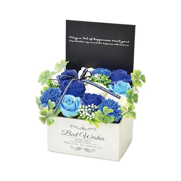 ポピー名古屋 MK-009 ブルー ソープフラワー12輪ブーケ