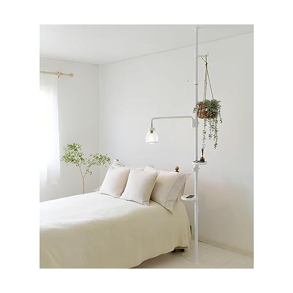 山善 フロアライト ハンガーラック 突っ張り プランタースタンド 幅56-64.5×奥行30×高さ190-260cm トレー2個 ・フック2個付き E26口 kimaguresanta2_mb36aa2a7d24