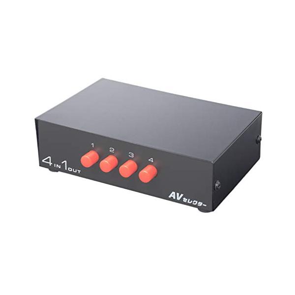 AV端子4入力 1出力-/-/RCS-01/BK・Style:AV端子4入力 1出力・パッケージ個数:1・赤、白、黄のAV端子を搭載した古い機器を使用できる、AVセレクター・4入力1出力に対応した、RCA端子専用のAVセレクター・ビデオデッ...