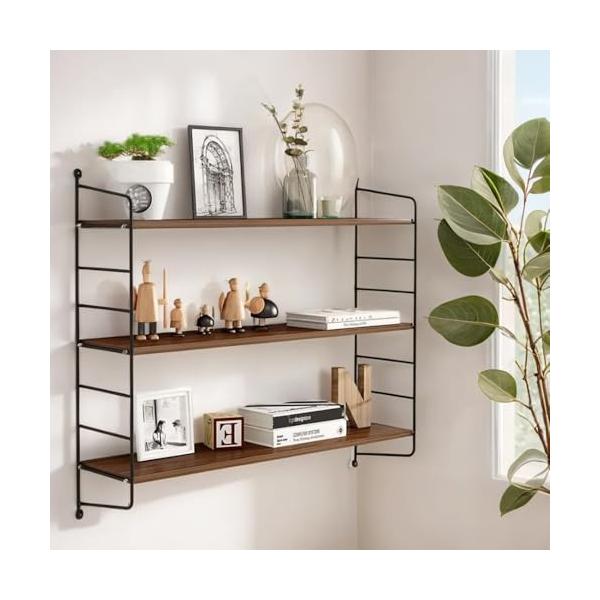 ウォールシェルフ 壁掛け棚 穴を開けない 飾り棚 3段 幅60 高さ