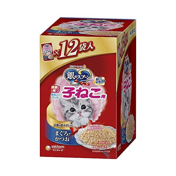 他サイト： 銀のスプーン キャットフード パウチ 健康に育つ子猫用まぐろ・かつお 60グラム (x 12)の商品画像