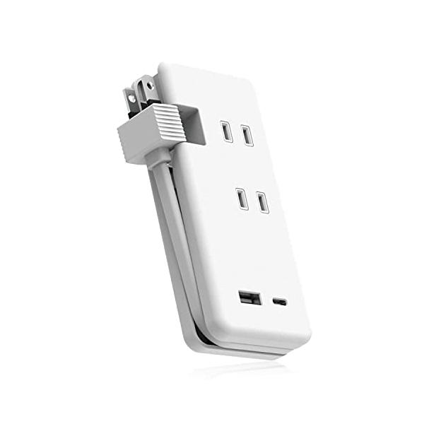 他サイト： エレコム 電源タップ USB ケーブル収納 15W コンセント×3個口 USB-A×1ポート USB-C×1ポート ホワイト ECT-1802Wの商品画像