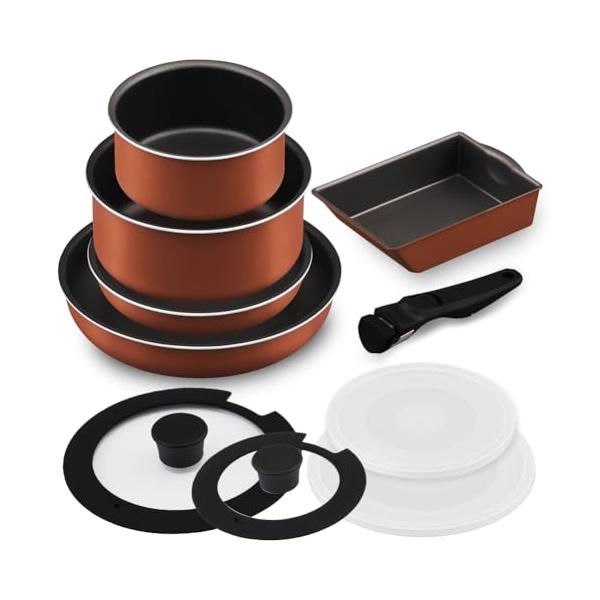 他サイト： アイリスオーヤマ フライパン 鍋 セット IH&amp;ガス火対応 10点セット ダイヤモンドコートパン 取っ手の取れるフライパン お手入れ簡単 メタリの商品画像