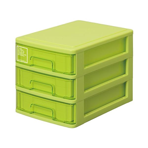 他サイト： サンコープラスチック(SankoPlastic) 小物収納3段 シルキー 幅18.2×奥26.5×高19cm グリーンの商品画像
