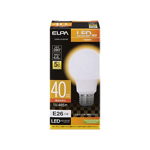 他サイト： エルパ (ELPA) LED電球A形広配光 E26 電球色相当 屋内用 LDA5L-G-G5102の商品画像