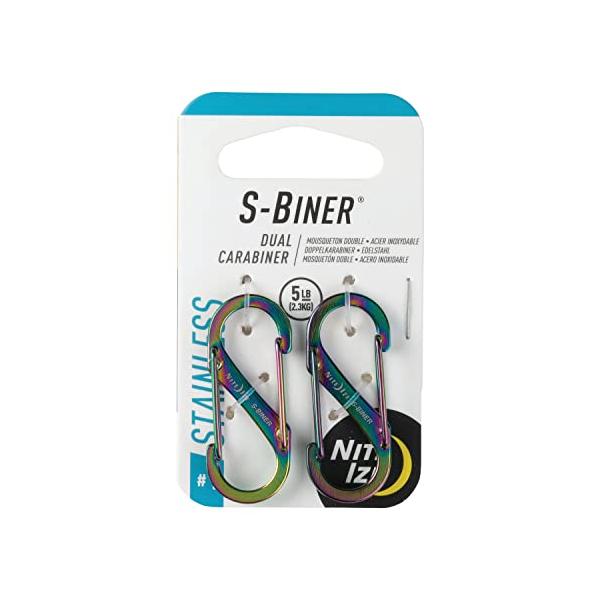 デザイン・スペクトラム 小 SB1-2PK-07・・Color:スペクトラム・S字型のステンレス・アクセサリーカラビナ。2箇所のフックで、取り付け&amp;取り外しを別々に行うことができるとても便利なアイテムです。・クライミングや荷物の運搬...