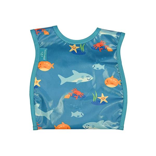 他サイト： [ビベッタ] お食事エプロン 洗濯機で洗える 袖なし 離乳食 保育園 食事用エプロン ワイプイージー ビブ ターコイズ シークリーチャーの商品画像