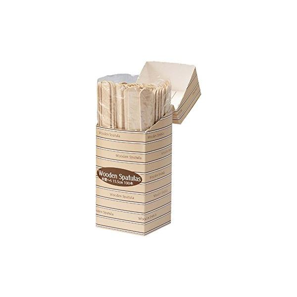 他サイト： サンナップ 使い捨て スパチュラ ブラウン Lサイズ 横1.5cm×縦15cm×厚み0.15cm 木製 ヘラ BOXタイプ 100本入の商品画像