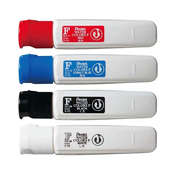 他サイト： ぺんてる 絵の具4色セット 赤 青 黒 白 各1個 AMZ-WFCT-4Cの商品画像