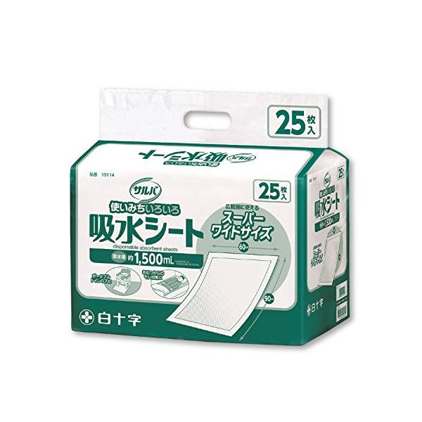 サルバ 白十字 吸水シート スーパーワイド ホワイト (60×90cm) 25枚入 