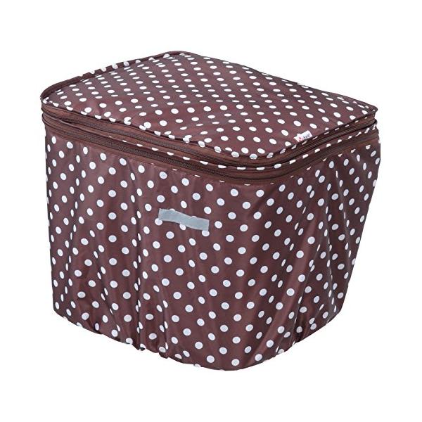 ・ブラウン 約幅390×長さ320×高さ490mm KW-541BR・【商品名】2段式 前カゴカバー（両開き）ブラウンドット 　 【サイズ】約幅39×奥行32×高さ30〜49cm 　 【重量】約160g 　 【材質】ポリエステル100％ カ...