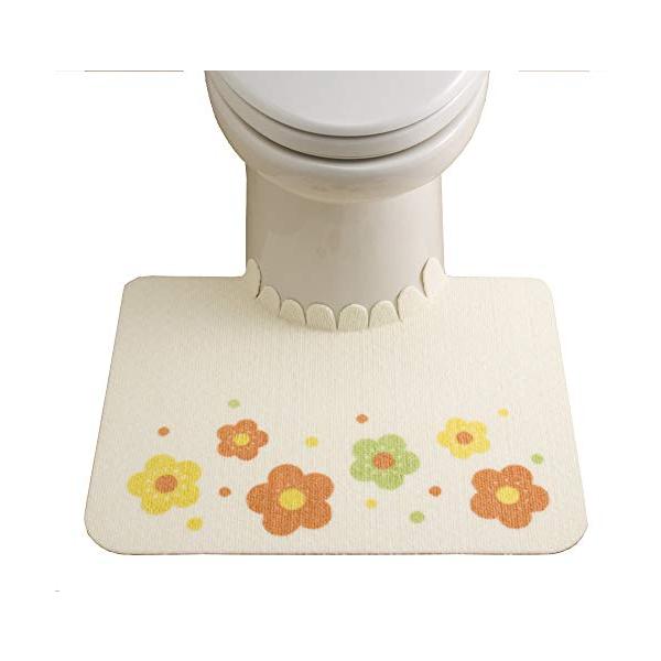 他サイト： サンコー トイレマット ずれない 床汚れ防止 消臭 フラワー オレンジ 60×47cm おくだけ吸着 日本製 OE-61の商品画像