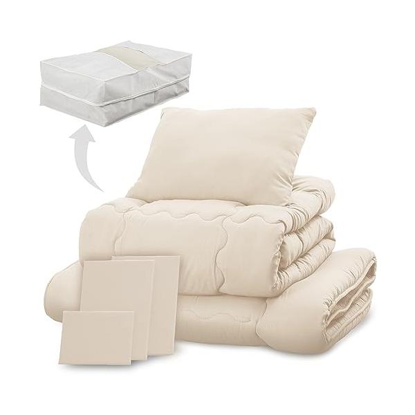 他サイト： アイリスプラザ すぐ使える布団7点セット シングル 抗菌防臭 すっきり収納ケース付き しっとりなめらかピーチスキン加工 (掛け布団 敷布団 枕の商品画像