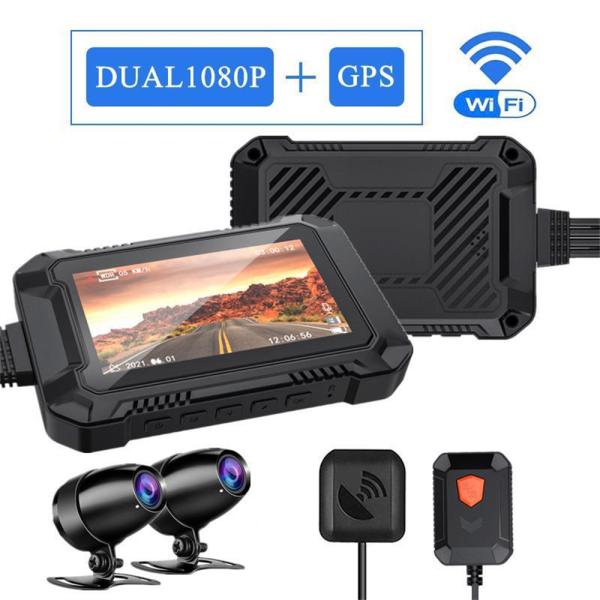 バイク用 ドライブレコーダー 前後 2カメラ 1080P 200万画素 150度広角レンズ WiFi GPS搭載 Gセンサー 衝撃感知 ループ録画 リモコン操作 防塵防水 ドラレコ