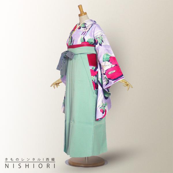 二尺袖 袴 レンタル ひさかたろまん ブランド 着物 貸衣装 SサイズMサイズ 小学生 対応可 薄紫 椿 ミントグリーン ブーツ選択可 NISHIORI 二尺袖 袴 レンタル商品 ひさかたろまん ブランド 着物 貸
