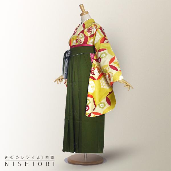 二尺袖 袴 レンタル ひさかたろまん ブランド 着物 貸衣装 SサイズMサイズ 小学生 対応可 うぐいす色 七宝柄 抹茶緑 ブーツ選択可 NISHIORI 二尺袖 袴 レンタル商品 ひさかたろまん ブランド 着物 貸